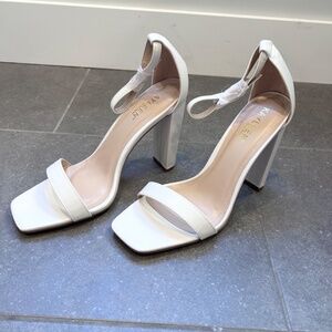 Brand New Kayleen Women’s Size 10 White Leather Strap Heels Ankle Buckle Ashlyn